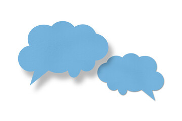 blue paper clouds and shadows speech bubble image isolated on transparent background Communication bubbles.