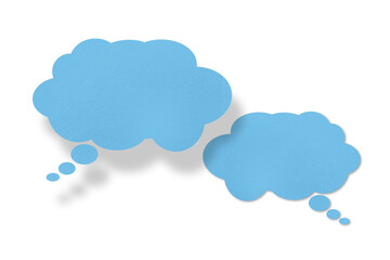 blue paper clouds and shadows speech bubble image isolated on transparent background Communication bubbles.