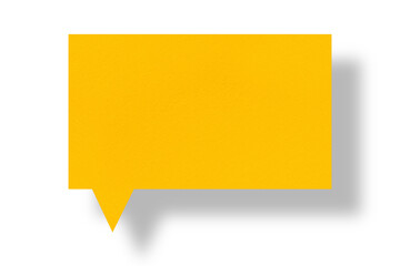 yellow paper and black shadow speech bubble image isolated on transparent background communication bubbles
