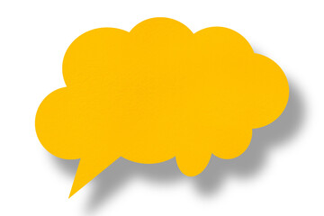 yellow paper clouds and shadows speech bubble image isolated on transparent background Communication bubbles.