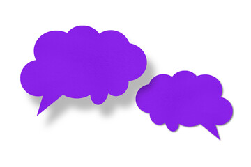 purple paper clouds and shadows speech bubble image isolated on transparent background Communication bubbles.