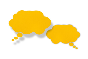 yellow paper clouds and shadows speech bubble image isolated on transparent background Communication bubbles.