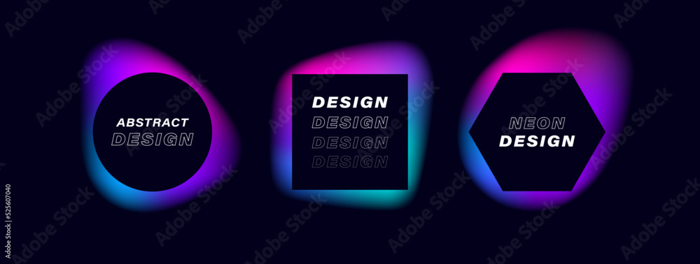 Aufkleber super set different shape geometric texting boxes with neon glow. quote box speech bubble. modern fl