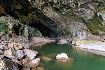 Scenic view of the Tham Nam Non Cave in Thakhek loop, Laos