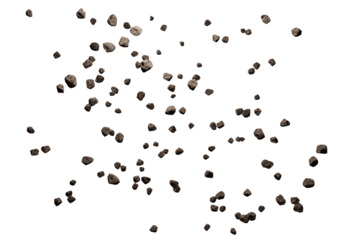 Falling rocks isolated transparency background.3d rendering illustration.