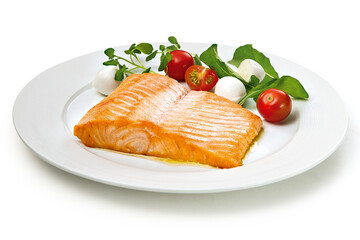 Prato com salmão e salada verde - peixe com salada