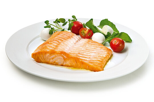 Prato com salm&atilde;o e salada verde - peixe com salada