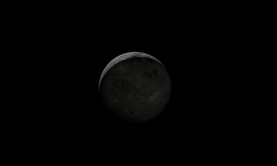 The Moon is full On Black Background 3D rendering illustration