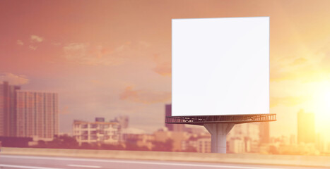 Portrait billboard white blank for outdoor advertising on the side of the road.