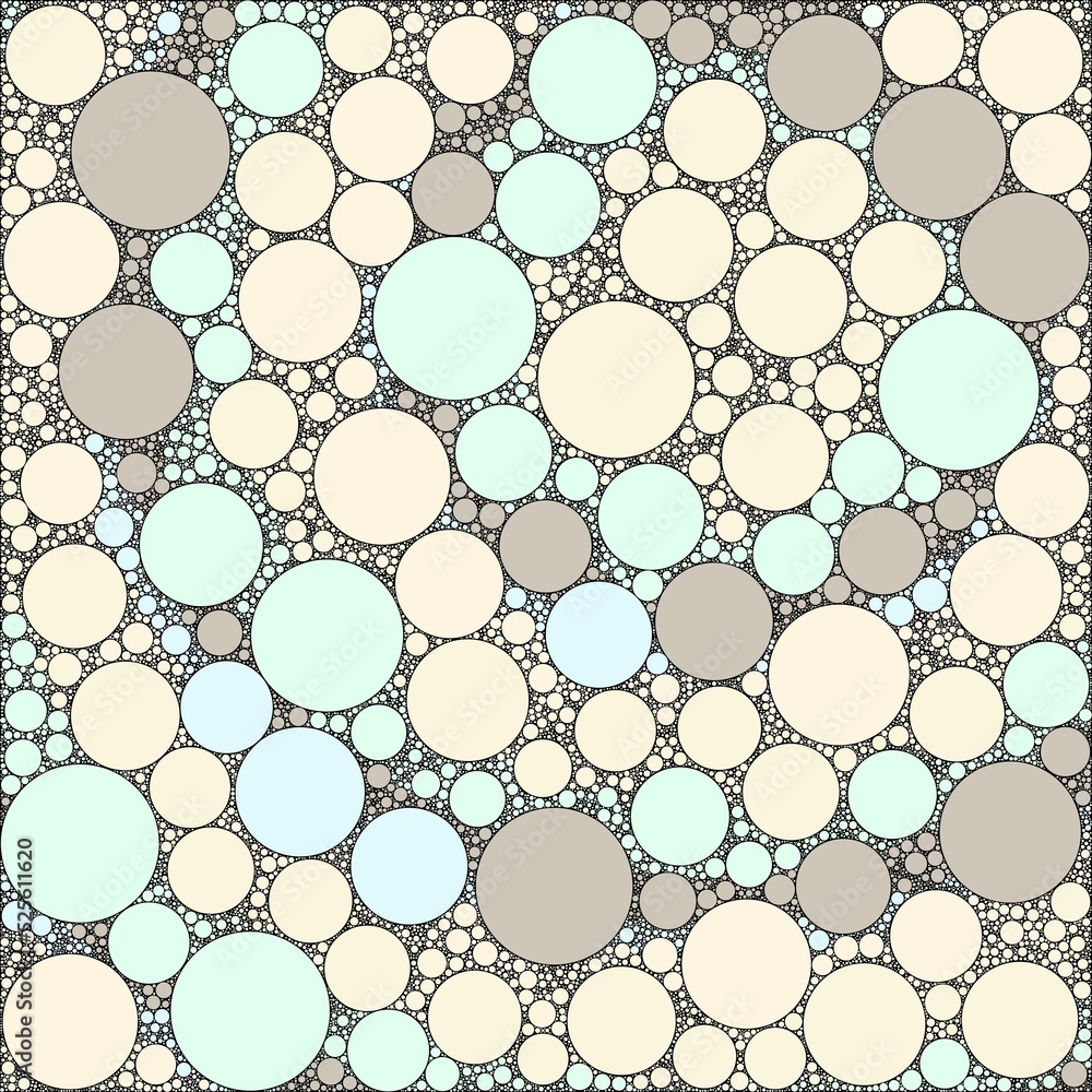 Poster abstract decorative color circles of different sizes and colors are randomly placed in the bg