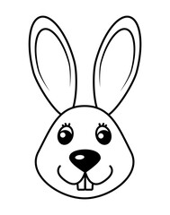 Fototapeta premium Bunny illustration. Black and white cute animal illustration.