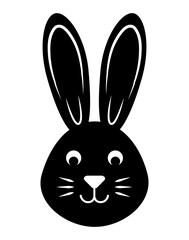 Bunny illustration. Black and white cute animal illustration.