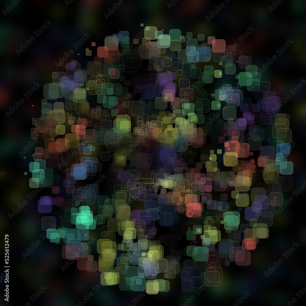Aufkleber abstract geometric sphere of many square glittering in space explosion of confetti rounded square