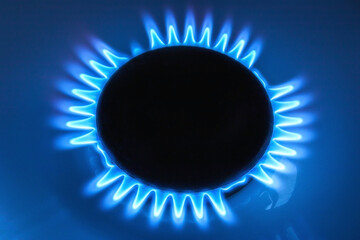 top view of burner with lit natural gas