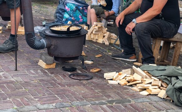 Group Of People At The Fish Fry Competition In Woudrichem, Netherlands