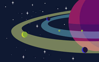 Vector space background . Cute flat style template with Stars in Outer space