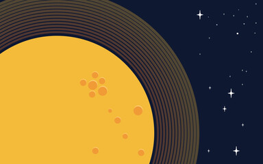 Vector space background . Cute flat style template with Stars in Outer space