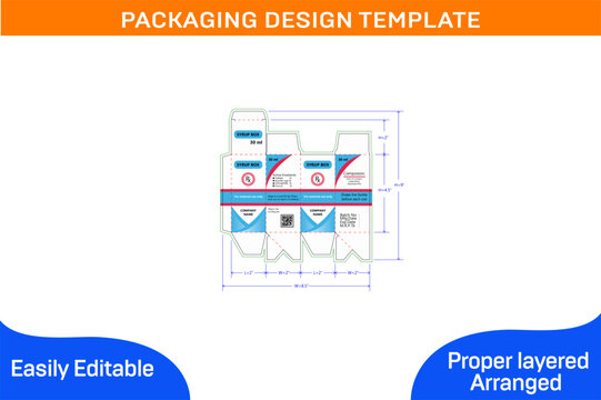 BOX PACKAGING DESIGN TEMPLATE FOR 30 ml SYRUP
