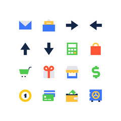 Online shopping and finance - set of flat design style icons