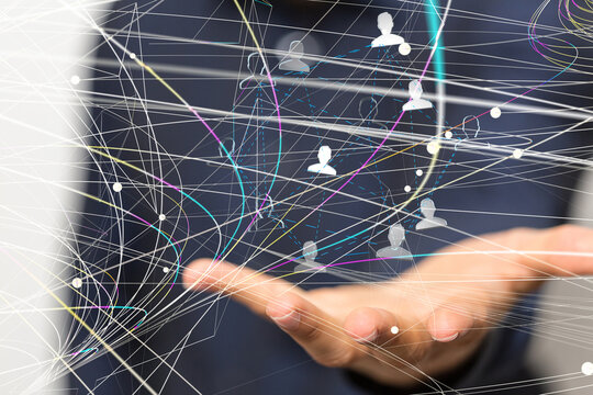 Global network. Blockchain. 3D illustration. Neural networks and artificial intelligence. Abstract