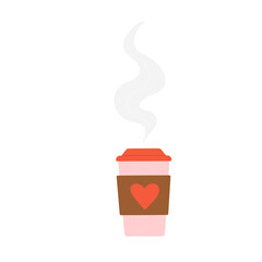 Take away coffee with lovely pack. Celebrating valentine day, romantic date vector illustration
