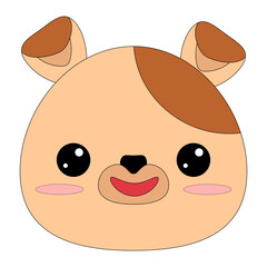 The head of a cartoon animal. Dog's head. Cute cartoon dog. Educational book with animals for preschool and kindergarten children