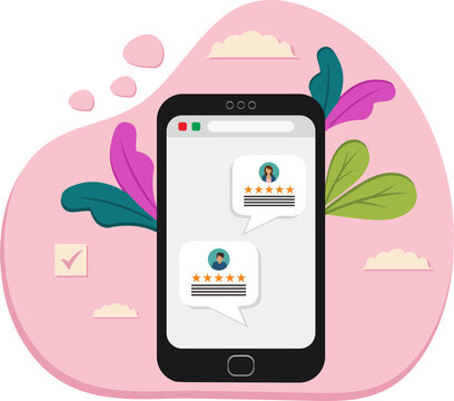 Remote communication. Internet forum. Chat messages on handphone. Png isolated illustration.