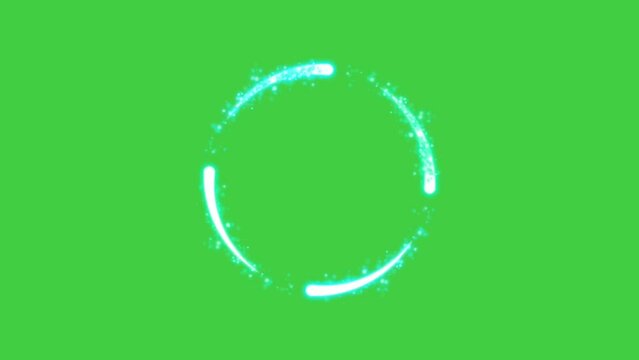 Animation of a neon loading circle with a greenscreen background