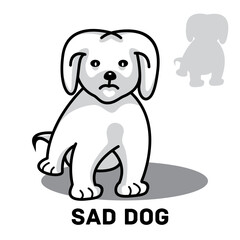 vector illustration of a sad dog, isolated on a white background. flat design