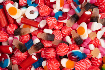 Tasty mix of jelly colorful candies.