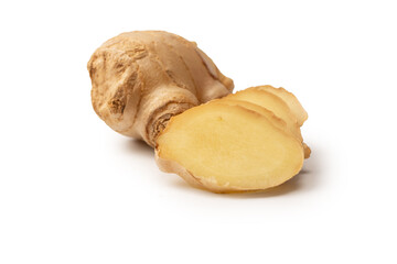 Ginger root isolated on white background.