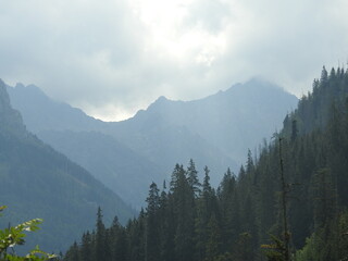The Tatry mountain landscape with clouds