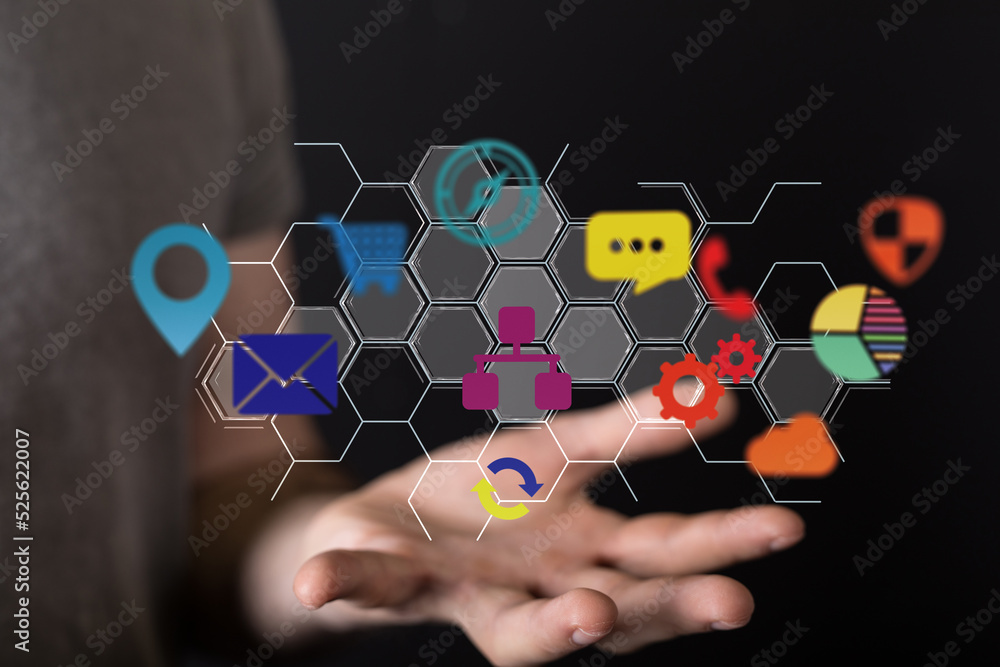 Poster conference Digital Network and data concept 3d