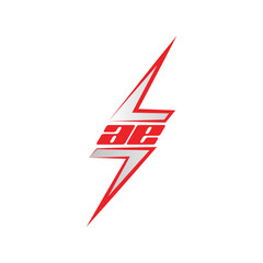 Minimalized Lightning Logo Design Made of Letters A and E