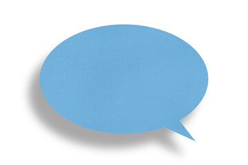 Round blue paper and black shadow with speech bubbles isolated on transparent background communication bubble design