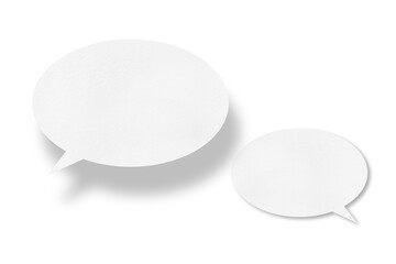 Round white paper and black shadow with speech bubbles isolated on transparent background communication bubble design