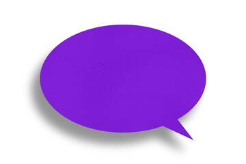 Round purple paper and black shadow with speech bubbles isolated on transparent background communication bubble design