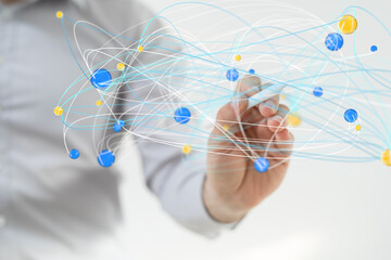 Global network. Blockchain. 3D illustration. Neural networks and artificial intelligence. Abstract