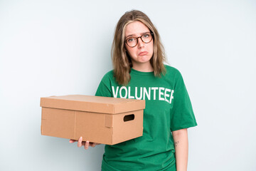 caucasian pretty woman looking surprised, realizing a new thought, idea or concept. volunteer and...