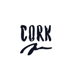 Cork logo icon sign lettering City in Ireland Hand drawn Handwritten ink sketch Doodle design Cartoon children's style Fashion print for clothes apparel greeting invitation card flyer poster banner ad