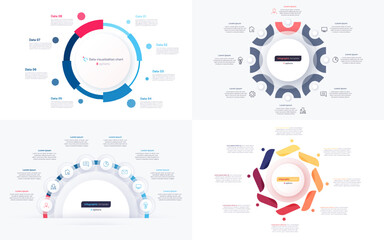 Set of eight option circle infographic design templates. Vector illustration