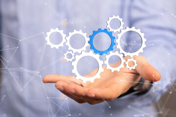 gear system data. Connecting lines and dots.Big data visualization