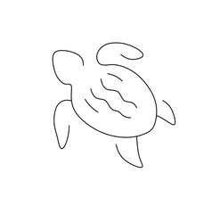 Vector isolated sea turtle top view colorless black and white contour line easy drawing © MariMuz