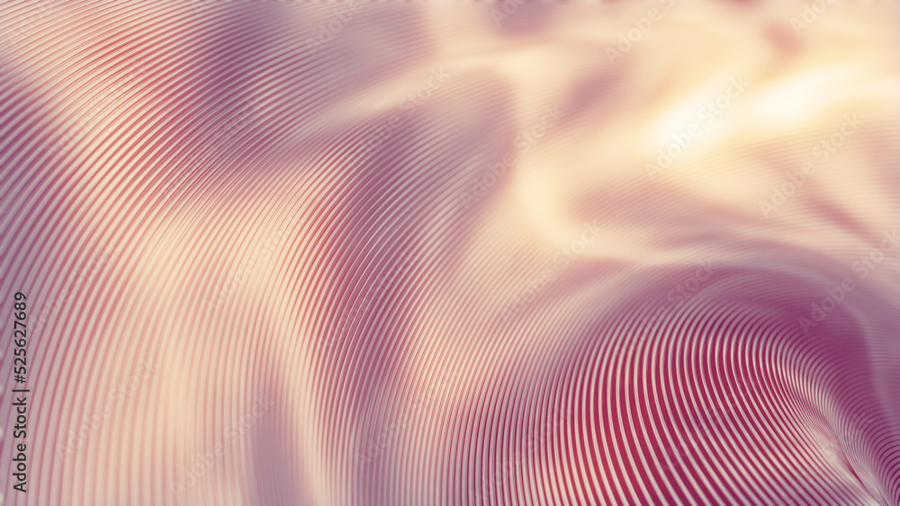 Poster shining pink and yellow reflective lines digital backdrop - abstract 3d rendering