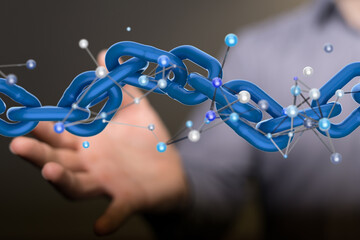 Neural network concept. Connected cells with links.