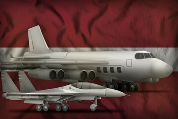 Latvia air forces concept on the state flag background. 3d Illustration