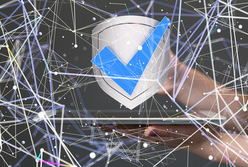 shield protection concept holding in hand