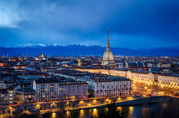Turin (Torino) cityscape with the Mole Antonelliana - 525629054