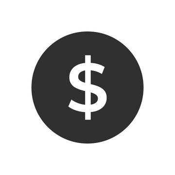 Dollar icon simple symbol in black circle isolated on white. Letter S dollar design logo template.