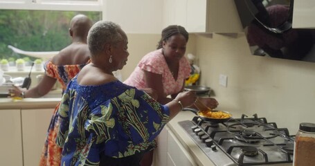 MS SLO MO Women and teenage girl (14-15) cooking at home